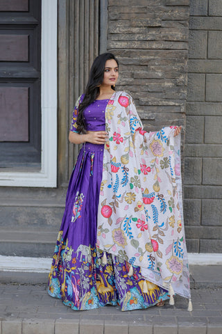 Navratri Special Purple Color Printed Lehenga Choli