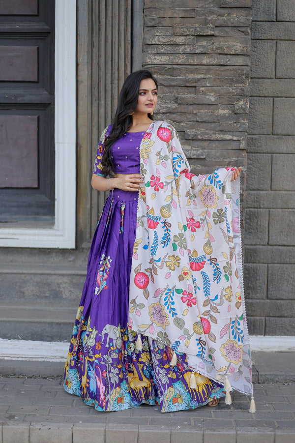Navratri Special Purple Color Printed Lehenga Choli
