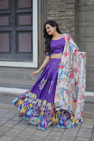 Navratri Special Purple Color Printed Lehenga Choli