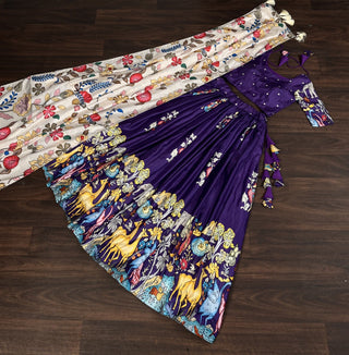 Navratri Special Purple Color Printed Lehenga Choli