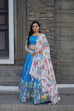 Load image into Gallery viewer, Navratri Special Sky Blue Color Printed Lehenga Choli