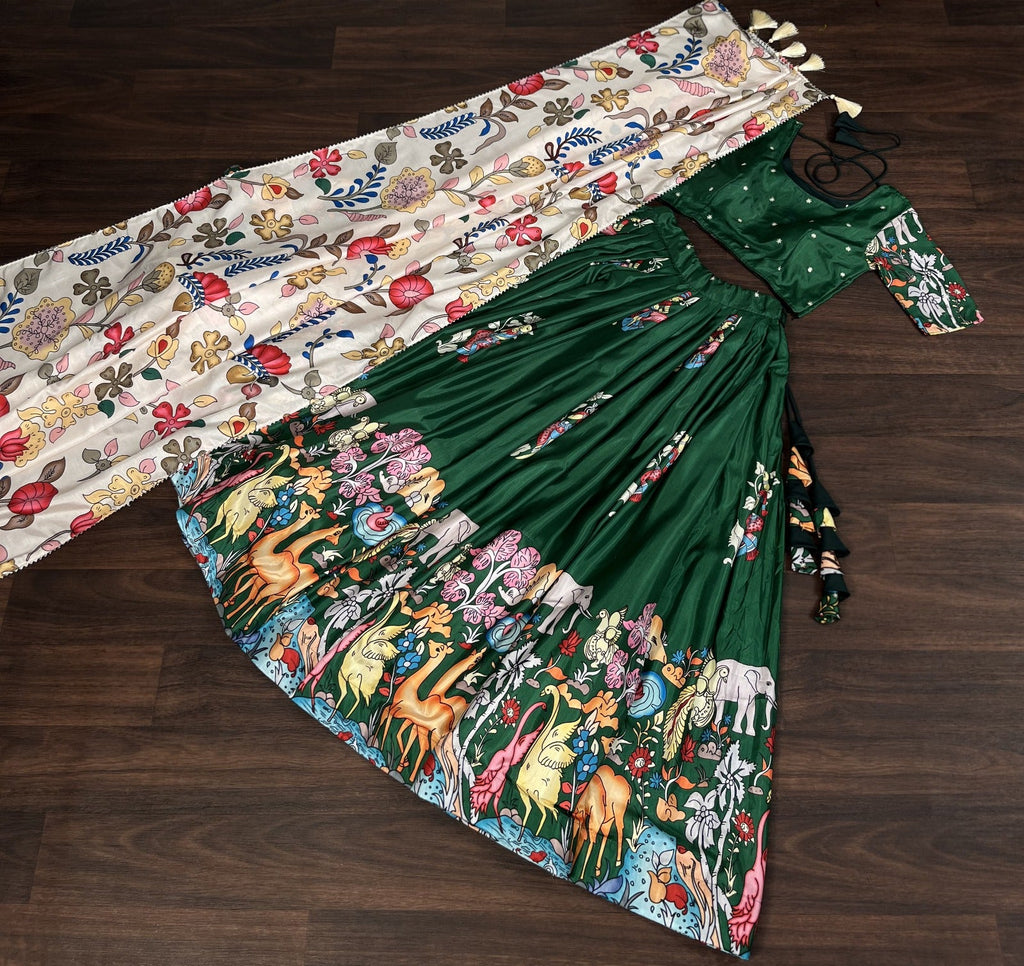 Navratri Special Green Color Printed Lehenga Choli