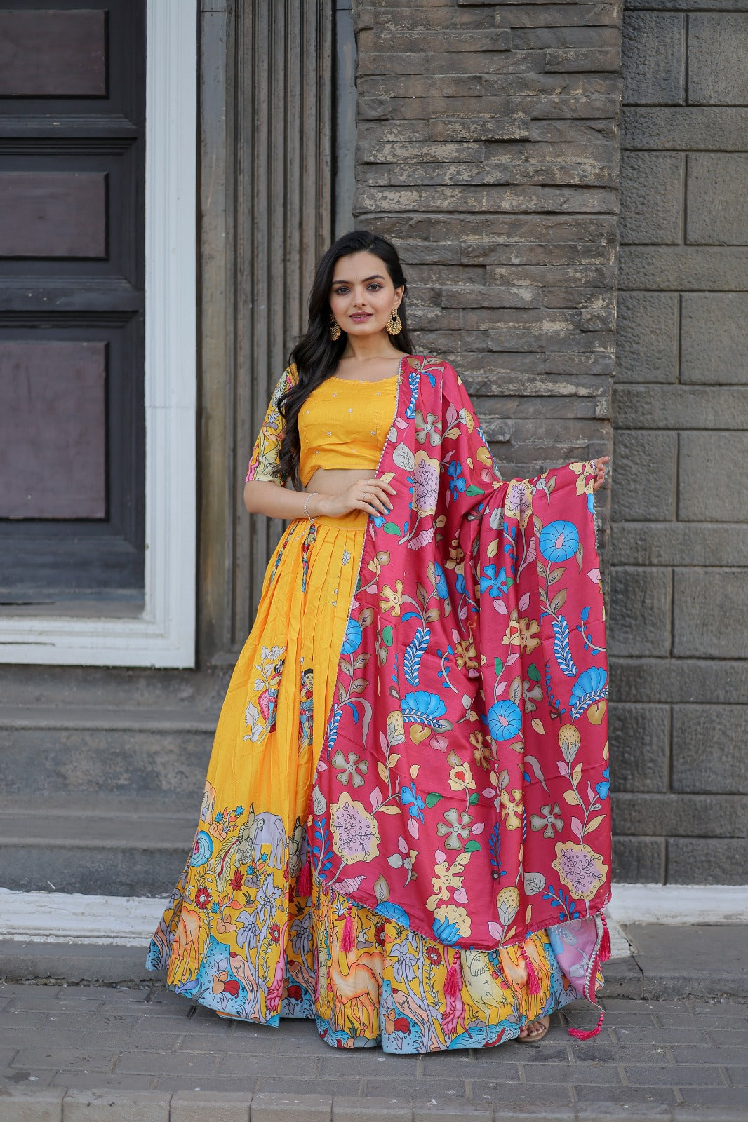 Navratri Special Yellow Color Printed Lehenga Choli Main image