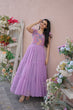 Load image into Gallery viewer, Captivating Ruffle Flare Lavender Color Gown Clothsvilla