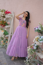 Load image into Gallery viewer, Captivating Ruffle Flare Lavender Color Gown Clothsvilla