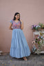 Captivating Ruffle Flare Sky Blue Color Gown Clothsvilla