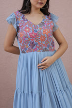 Load image into Gallery viewer, Captivating Ruffle Flare Sky Blue Color Gown Clothsvilla