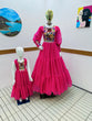 Load image into Gallery viewer, Pink Color Leheriya Print Mother Daughter Gown Combo