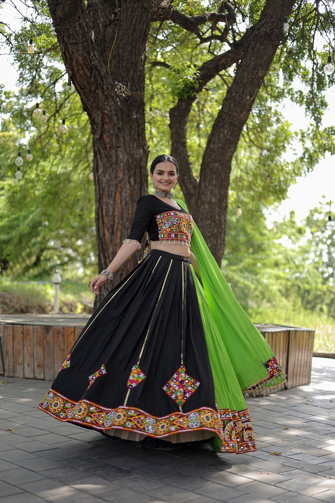 Kutchi Embroidered Work Black Color Lehenga Choli Main image