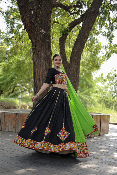 Kutchi Embroidered Work Black Color Lehenga Choli Main image