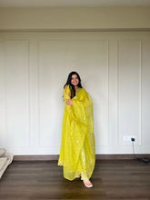 Load image into Gallery viewer, Beautiful Sequence Work Lemon Yellow Color Anarkali Gown