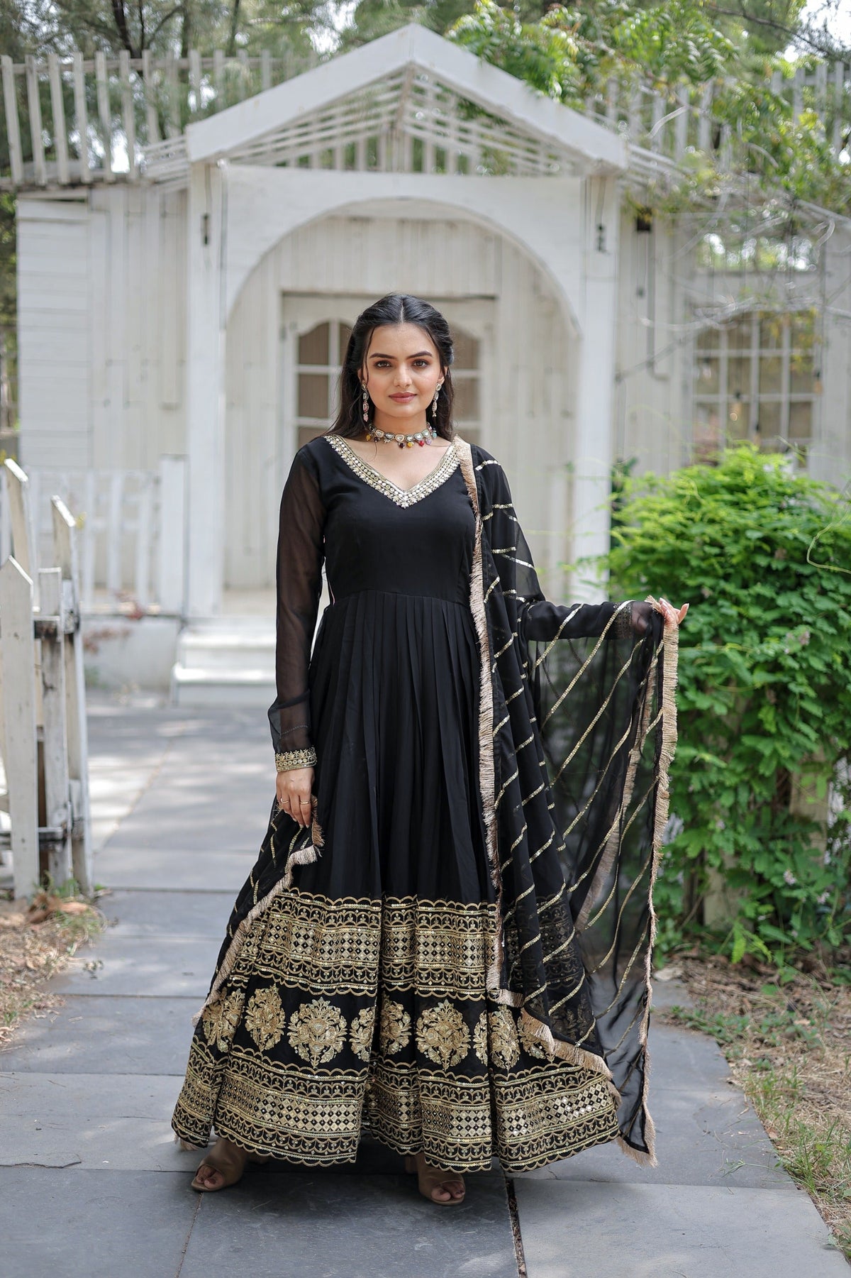 Captivating Black Color Gown With Ravishing Dupatta Main image