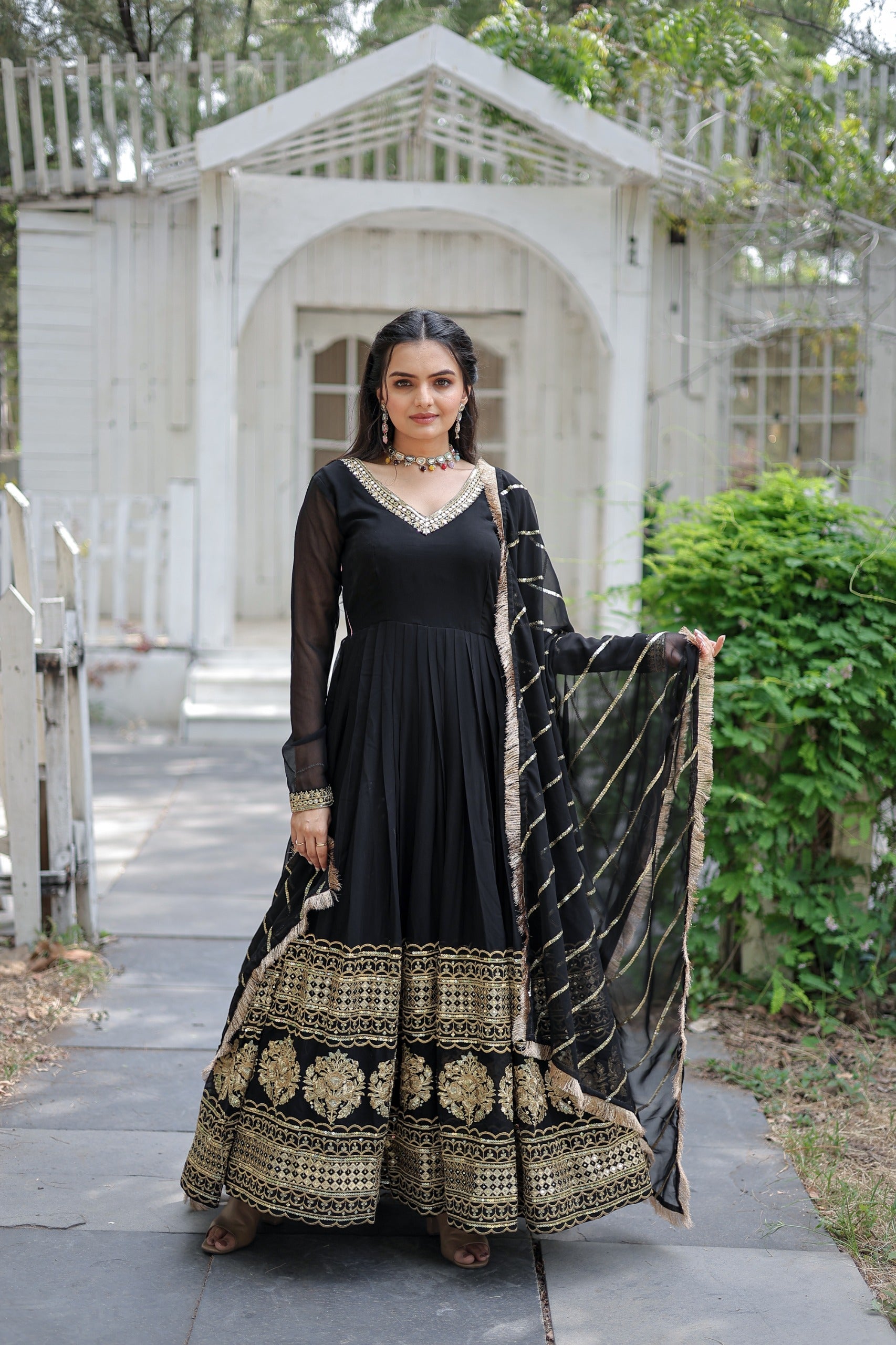 Captivating Black Color Gown With Ravishing Dupatta Main image