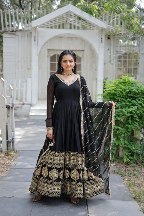 Captivating Black Color Gown With Ravishing Dupatta Main image