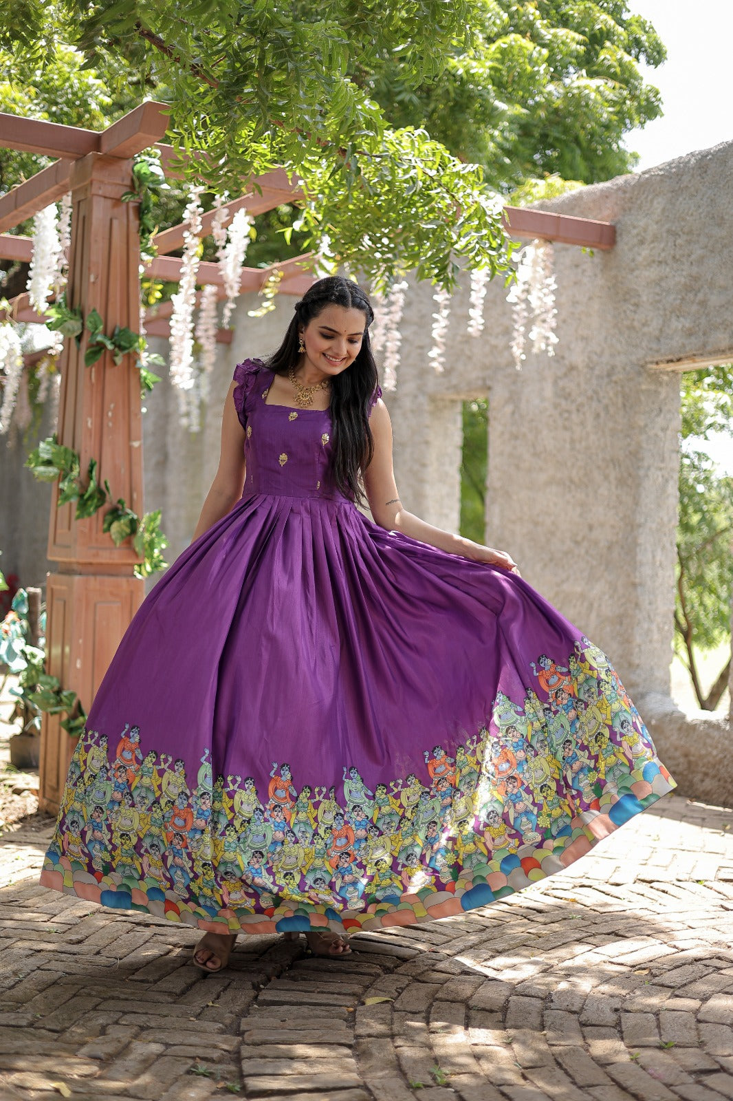 Exclusive Rich Designer Print Wine Color Gown Secondary image