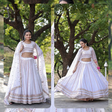 Load image into Gallery viewer, Golden Sequence Work White Color Lehenga Choli