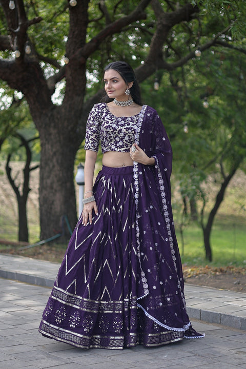 Beautiful Heavy Work Purple Color Designer Lehenga Choli Main image