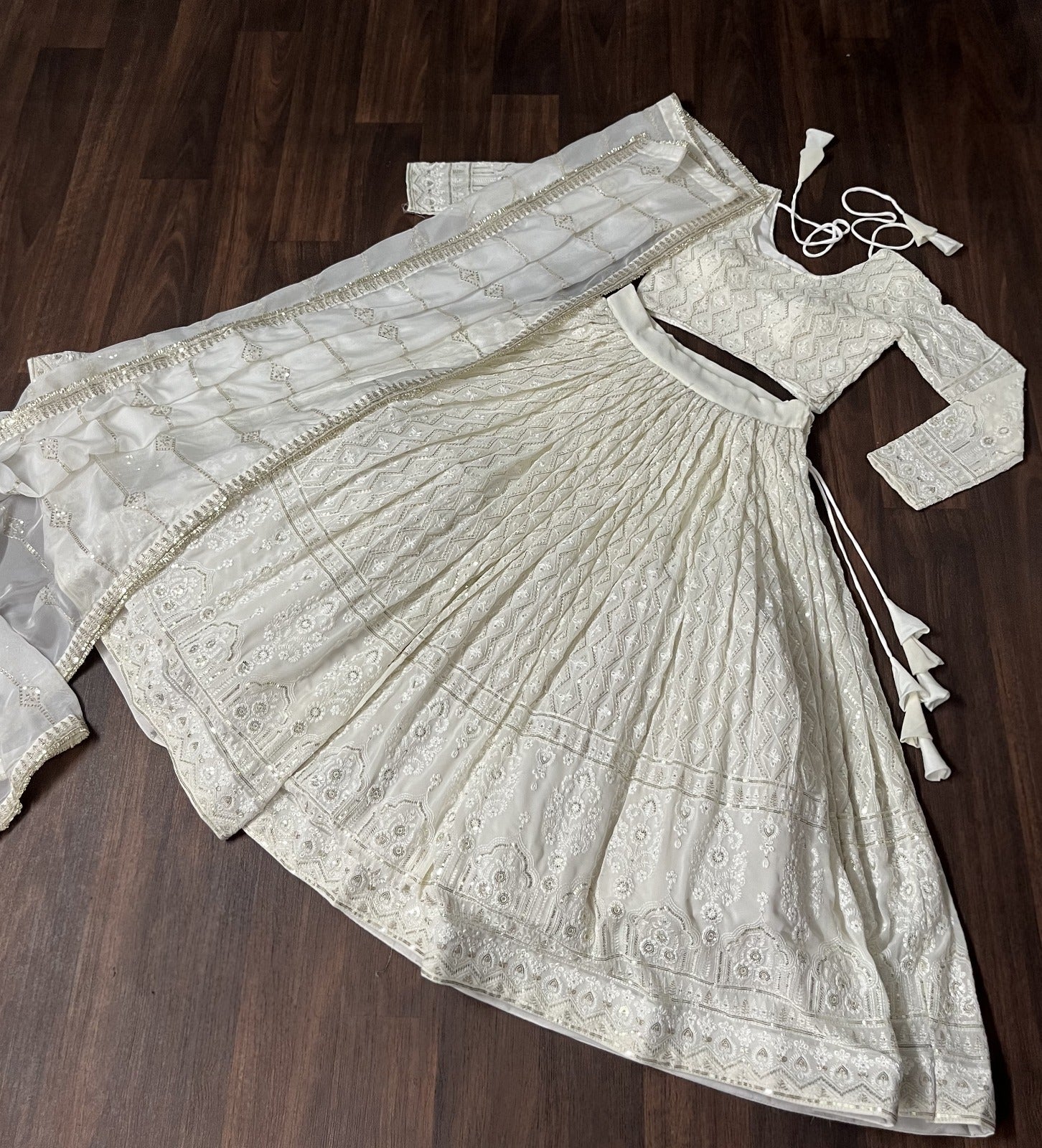 Marriage Special Embroidered Work White Color Lehenga Choli