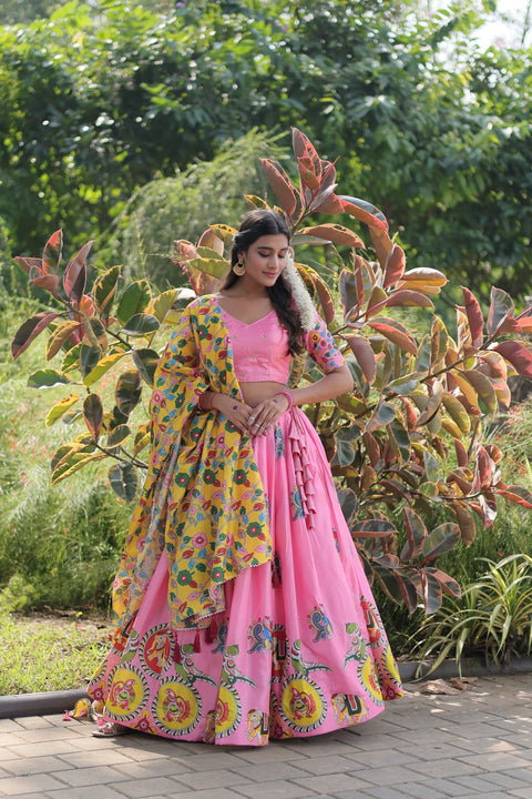 Fabulous Dola Silk Pink Color Lehenga Blouse Dupatta Set Main image