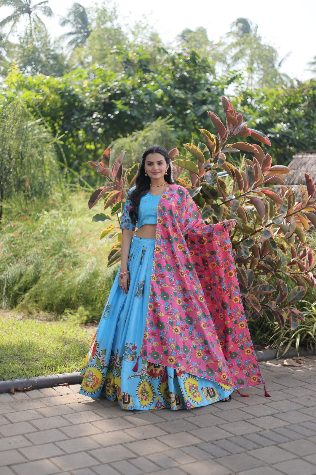 Fabulous Dola Silk Sky Blue Color Lehenga Blouse Dupatta Set Main image