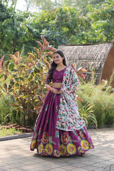 Fabulous Dola Silk Purple Color Lehenga Blouse Dupatta Set Main image