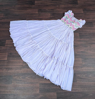Party Wear Embroidered Work Lavender Color Long Gown Clothsvilla