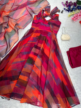 Load image into Gallery viewer, Fashionable Digital Printed Organza Silk Anarkali Suit