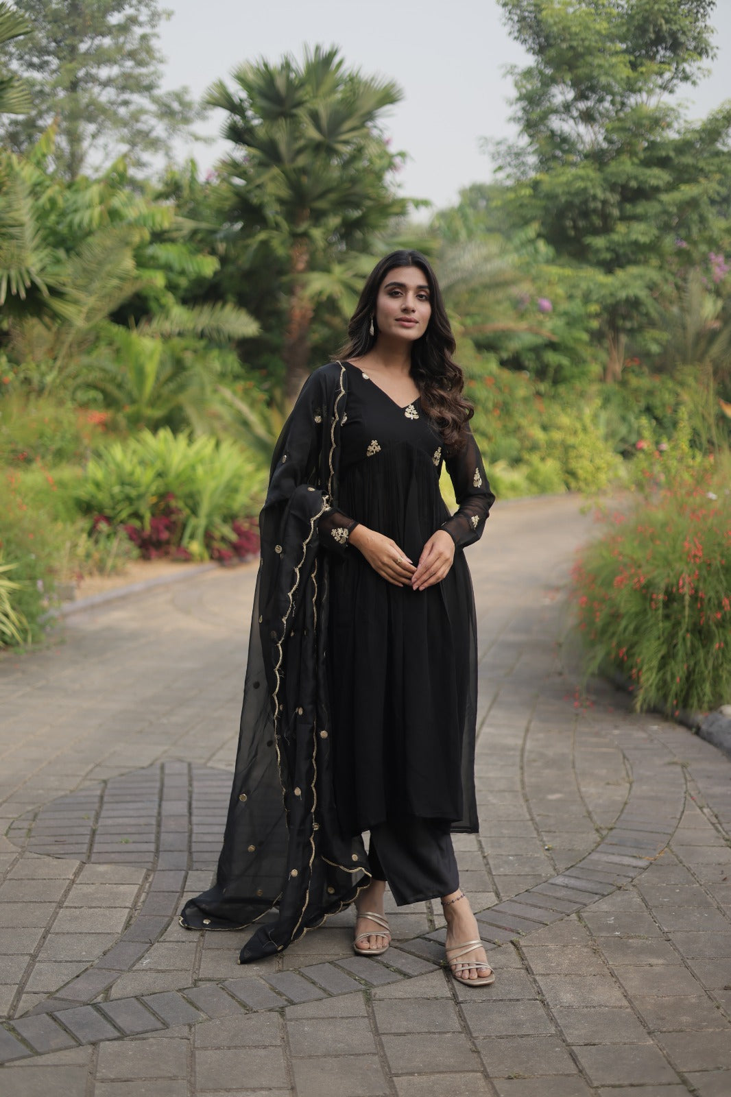 Fancy Black Embroidery Work Beautiful Kurti pant With dupatta Clothsvilla