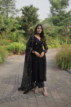Load image into Gallery viewer, Fancy Black Embroidery Work Beautiful Kurti pant With dupatta Clothsvilla