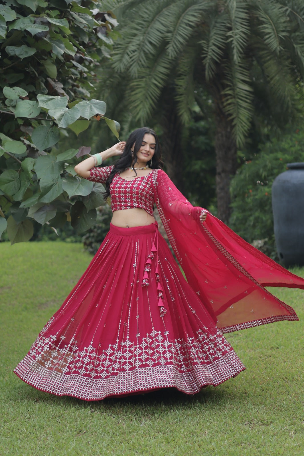 Gorgeous Pink Lehenga Choli with Heavy Embroidery Work