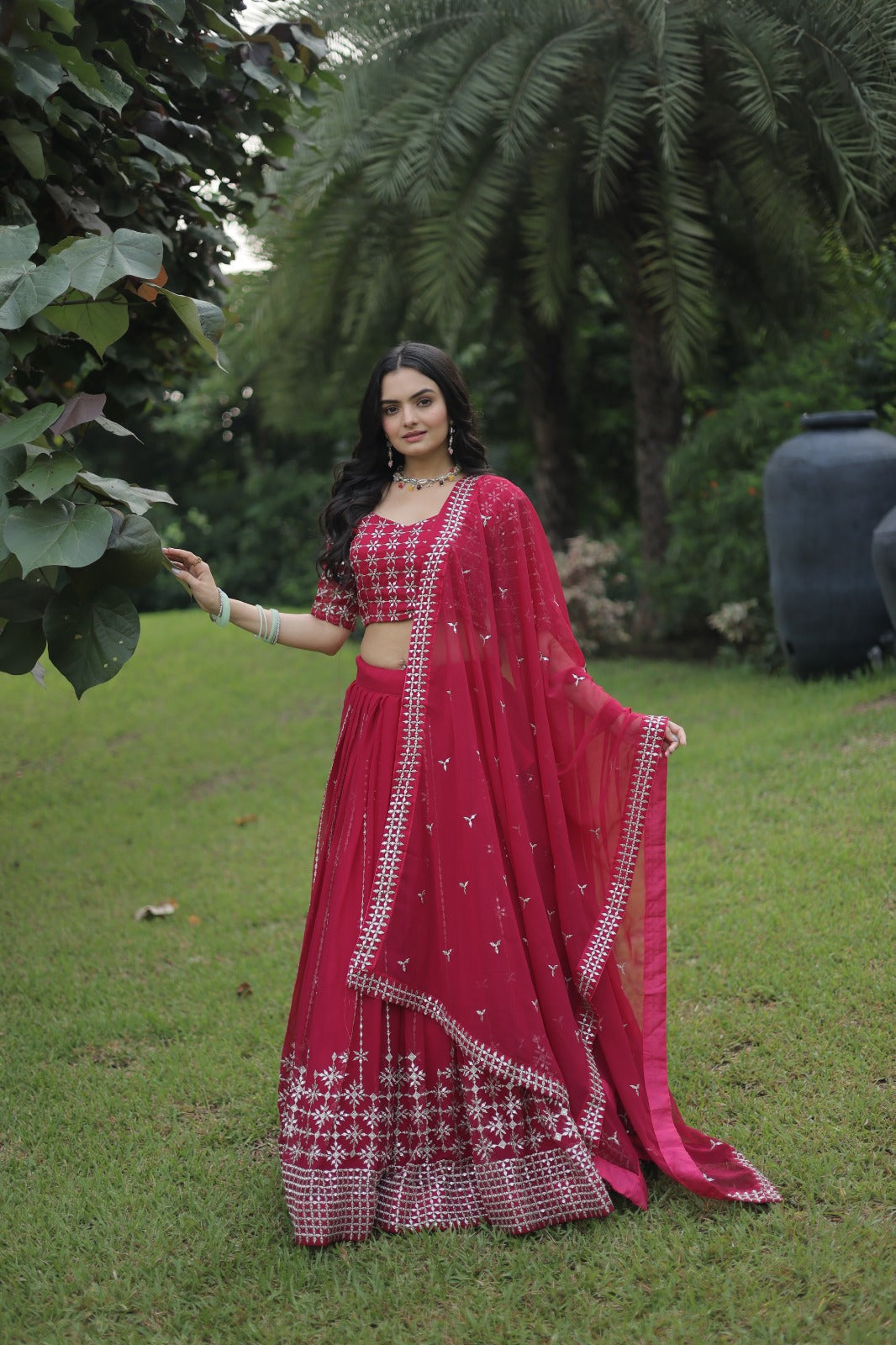 Gorgeous Pink Lehenga Choli with Heavy Embroidery Work