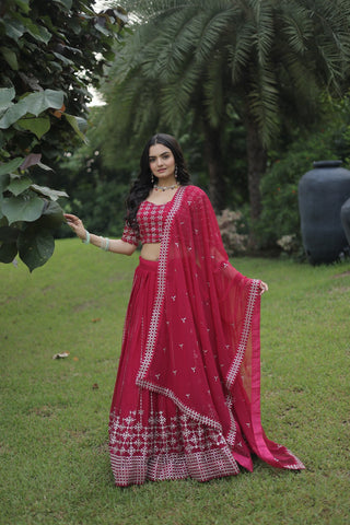 Gorgeous Pink Lehenga Choli with Heavy Embroidery Work