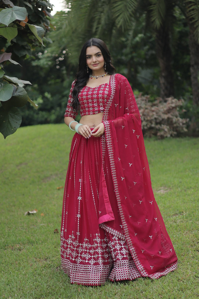 Gorgeous Pink Lehenga Choli with Heavy Embroidery Work