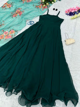 Load image into Gallery viewer, Trendy Plain Dark Green Color Gown With Printed Dupatta