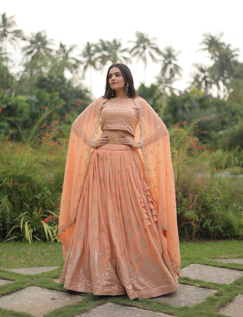 Marriage Special Pastel Peach Color Sequence Work Lehenga Choli