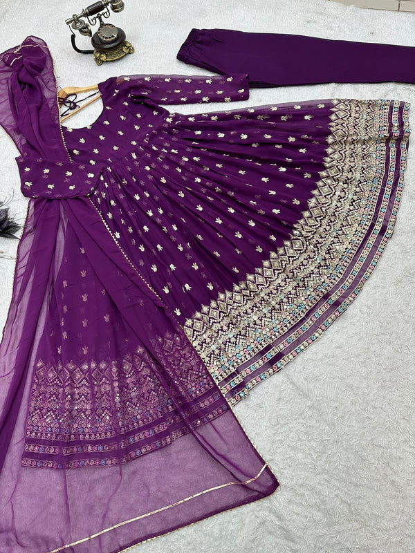 Festive Wear Purple Color Sequence Work Anarkali Suit