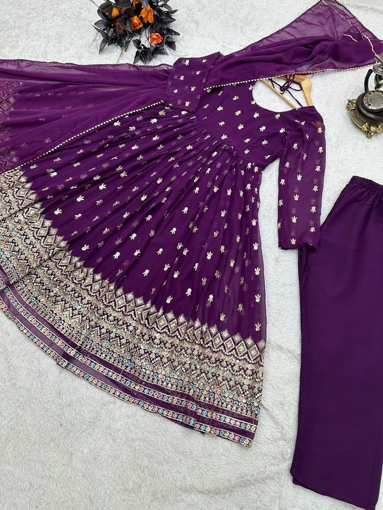 Festive Wear Purple Color Sequence Work Anarkali Suit