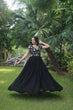 Load image into Gallery viewer, Captivating Black Color Embroidered Work Long Gown Clothsvilla