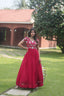 Captivating Pink Color Embroidered Work Long Gown Clothsvilla