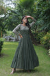 Load image into Gallery viewer, Fantastic Mehendi Green Color Zari Work Gown Clothsvilla