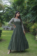 Load image into Gallery viewer, Fantastic Mehendi Green Color Zari Work Gown Clothsvilla