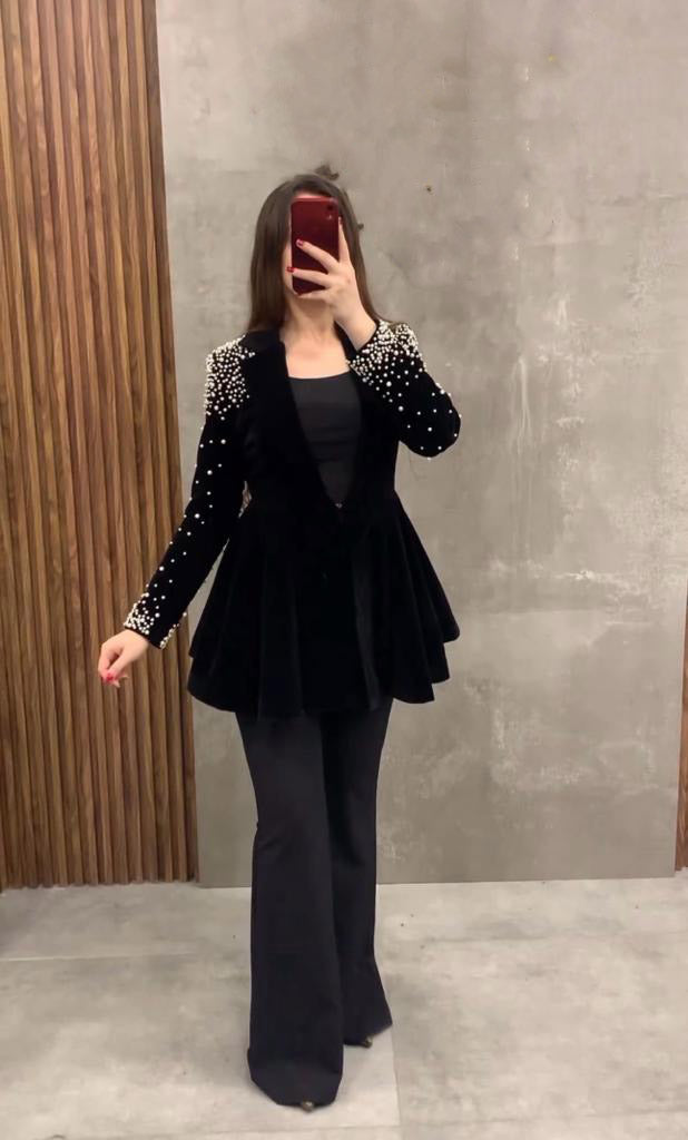 Stunning Pal Work Velvet Black Beautiful Jacket