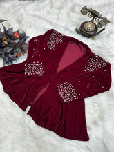 Load image into Gallery viewer, Stunning Pal Work Velvet Maroon Beautiful Jacket