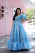 Load image into Gallery viewer, Trendy Jimmy Silk With Rich Multi Print Work Sky Blue Gown Clothsvilla