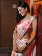 Load image into Gallery viewer, White &amp; Pink Color Floral Digital Printed Japan Satin Saree With Pearl Lace Border Clothsvilla
