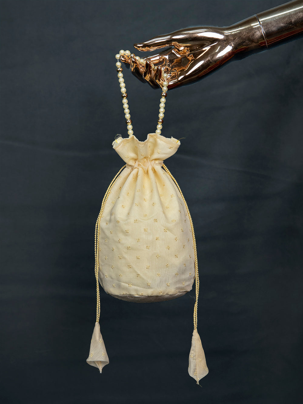White Color Foil Printed Chanderi Batwa Clothsvilla