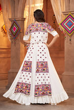 Load image into Gallery viewer, White Beautiful Embroidered Designer Koti Style Chaniya Choli for Navratri ClothsVilla.com
