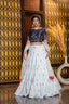 White Embroidered Cotton Semi Stitched Bridal Lehenga ClothsVilla
