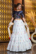 Load image into Gallery viewer, White Embroidered Cotton Semi Stitched Bridal Lehenga ClothsVilla