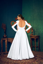 Load image into Gallery viewer, White Embroidered Georgette Evening Long Gown Semi Stitched ClothsVilla